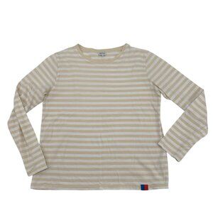 KULE Women's Size Small Cream White Striped Long Sleeve Shirt Cotton